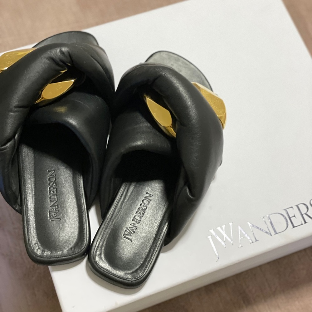 JW Anderson Black Mules with Gold Detail